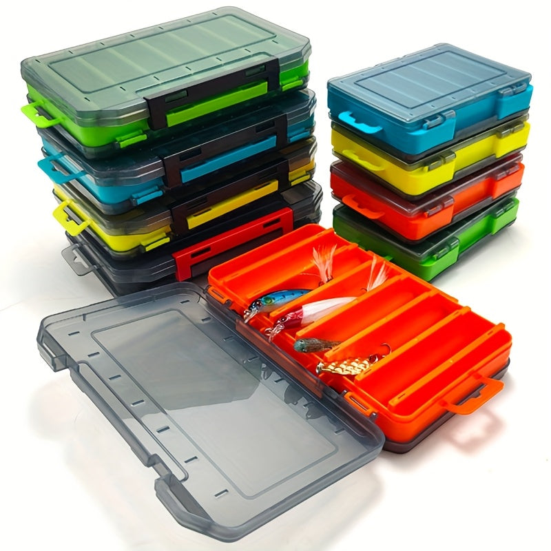 Fishing Lure Tackle Box Dual-Sided 14 Compartments – Portable ABS Lure Organizer for Minnow Pencil Squid Crankbait Hard Baits Freshwater Saltwater – Tangerine & Blue
