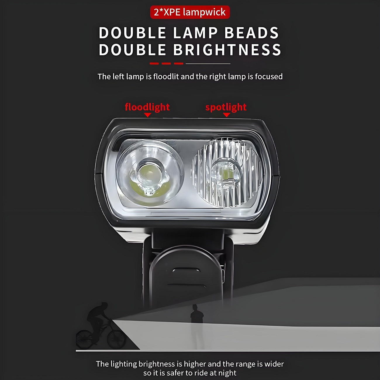LED Bike Light Set 2pcs USB Rechargeable 1500 Lumen Headlight with Whistle 6 Front Modes 4 Tail Modes Power Display Waterproof Safety Bicycle Lights for Night Riding