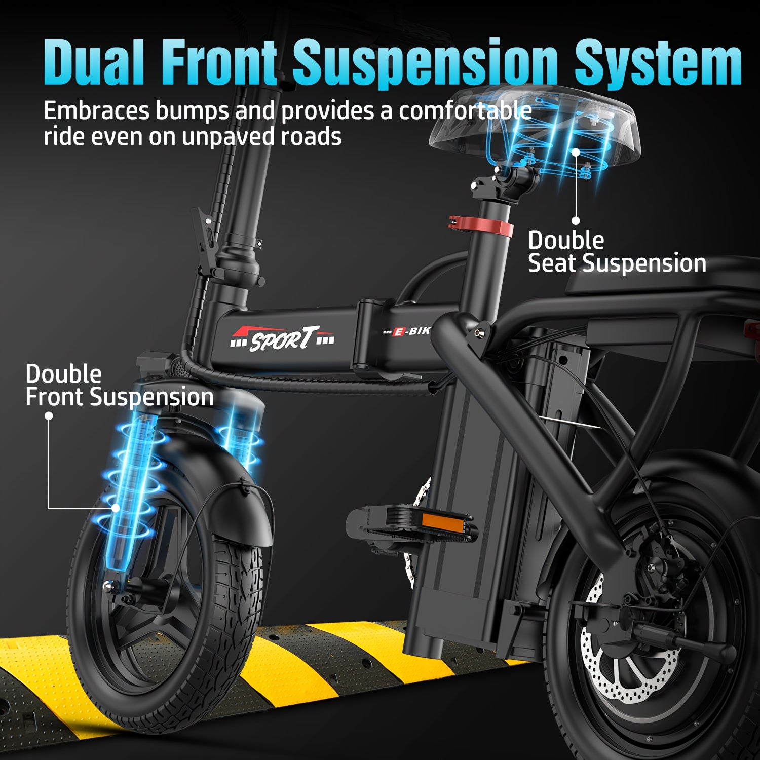 500W Folding Electric Bike for Adults 20MPH 25-Mile Range – Lightweight Commuter E-Bike with 48V 10AH Removable Battery, Disc Brakes, 385 LB Capacity, Multi-Shock Absorption