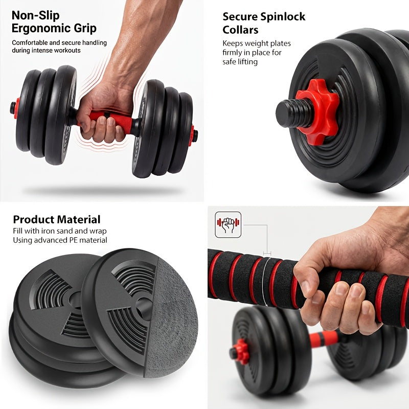Quick-Adjust Dumbbell Set 22 & 44 LB – 3-in-1 Space-Saving Free Weights for Home Gym, Full Body Strength Training for Men & Women, Compact Apartment Fitness Equipment