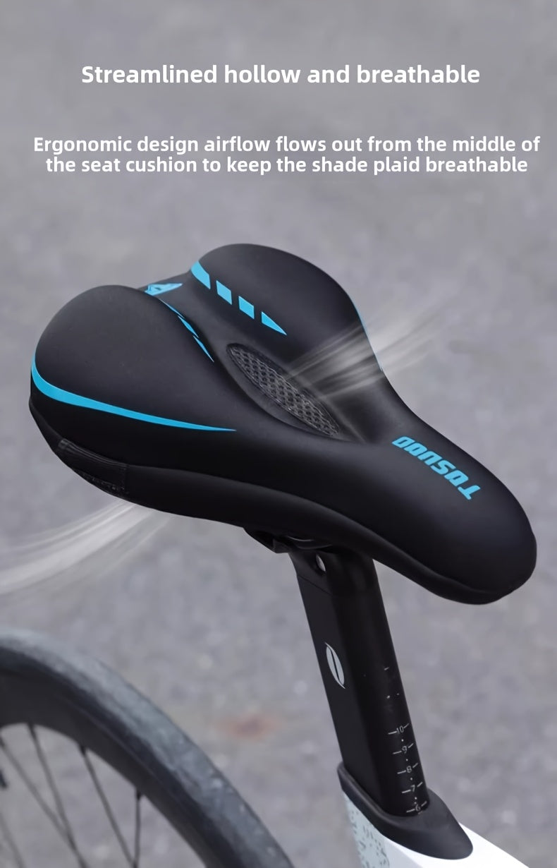 Padded Bike Seat Cover Sponge Cushion – Breathable Perforated Saddle Cover for Road & Mountain Bicycle, Easy Slip-On Comfort Cycling Accessory (Black, Red, Blue, Grey, Pink)