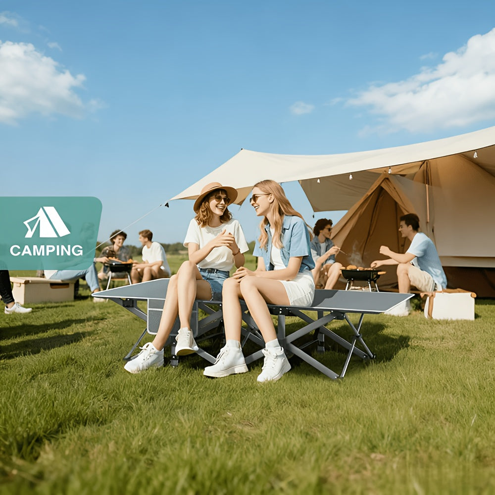 Extra Large Folding Camping Cot Bed with Mattress Option – Heavy Duty 355–750 lbs Capacity Portable Guest Bed for Adults – Foldable Sleeping Cot for Camping Travel Indoor Outdoor Use 59–77 Inch