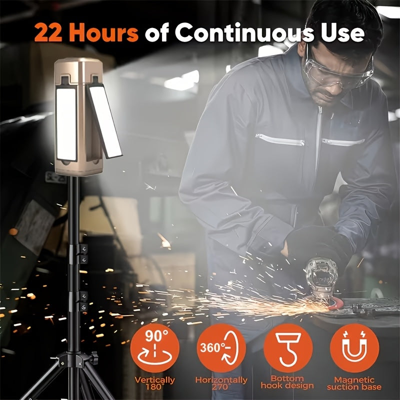 Magnetic LED Work Light Rechargeable Telescopic Inspection Light 7 Modes 360° Adjustable Foldable – Auto Repair Mechanic Camping Hiking Fishing Emergency Flashlight Tool