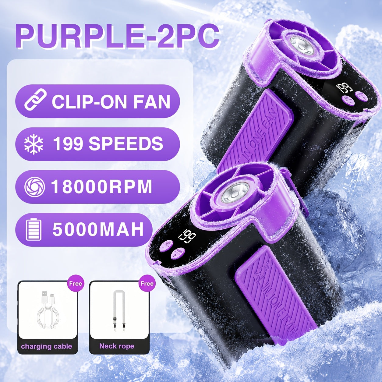Hands-Free Neck Fan with Flashlight – 18000 RPM Brushless Motor, 199-Speed Adjustable, 5000mAh Battery, Wearable Portable Cooling Fan for Outdoor Work Camping Fishing Hiking, Single & 2-Pack