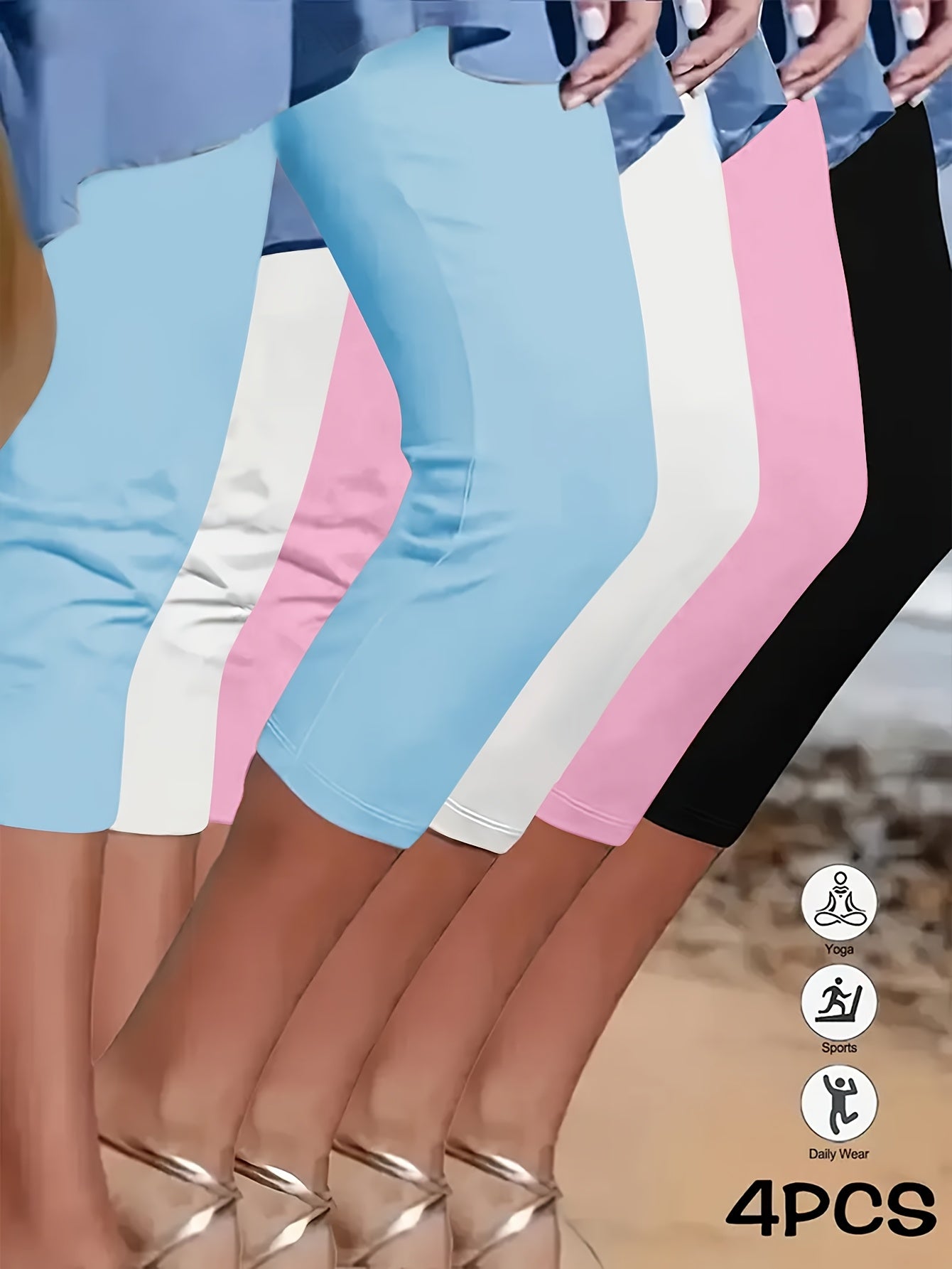 High Waist Capri Yoga Leggings for Women 4 Pack – Compression Workout Pants Multicolor S-XXL for Fitness Running Gym Pilates Daily Wear