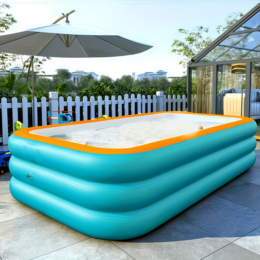 Large Inflatable Family Pool for Adults – 3 & 4 Layer Durable Quick Setup Outdoor Swimming Pool Seats 4-9 People for Summer Parties Backyard Fun 82-120 Inch