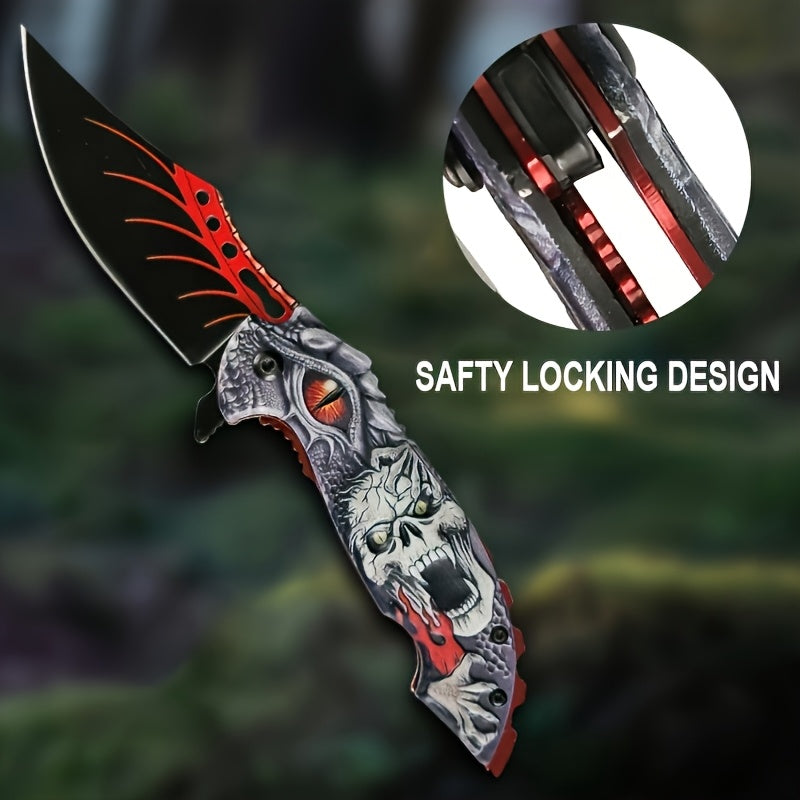 Folding Pocket Knife for Camping Hunting Fishing Hiking – Stainless Steel Blade Glass Breaker Ambidextrous Clip Knife for Men Women Outdoor EDC Survival Knife Gift