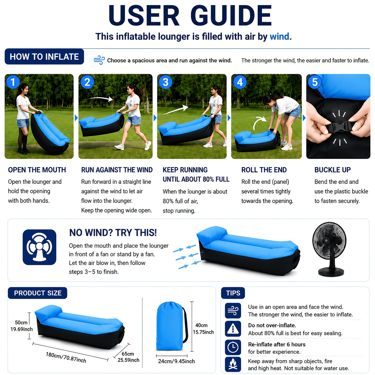 Portable Inflatable Camping Sofa Lounger Chair – Quick Inflate Outdoor Recliner for Beach, Backyard & Camping in Blue, Purple, Red & Green