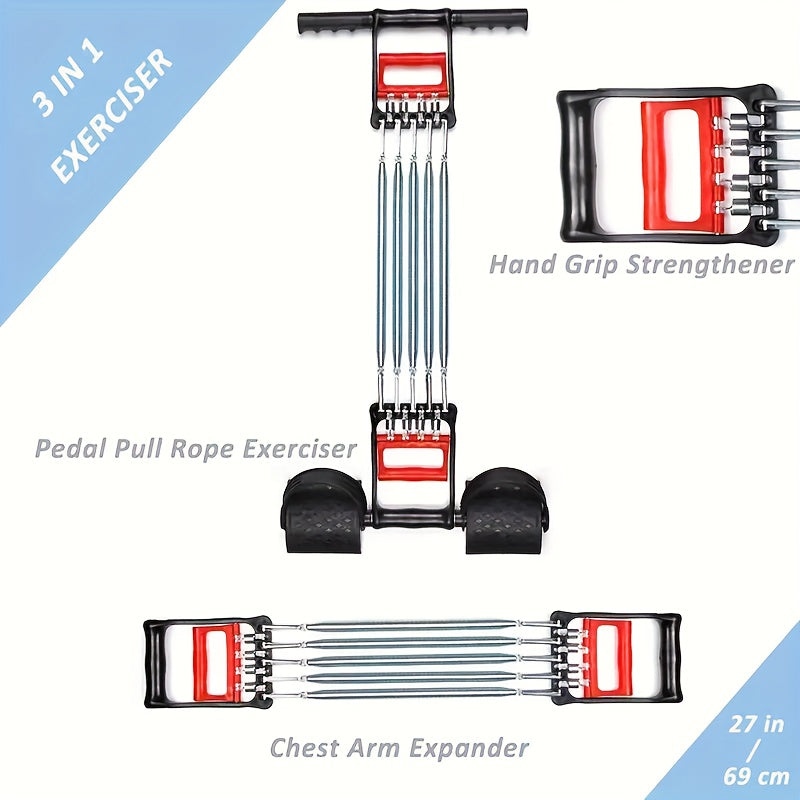 Stainless Steel Pedal Puller Multifunctional Tensioner Adjustable Resistance Arm Chest Muscle Training Bodybuilding Sit-Up Strength Workout