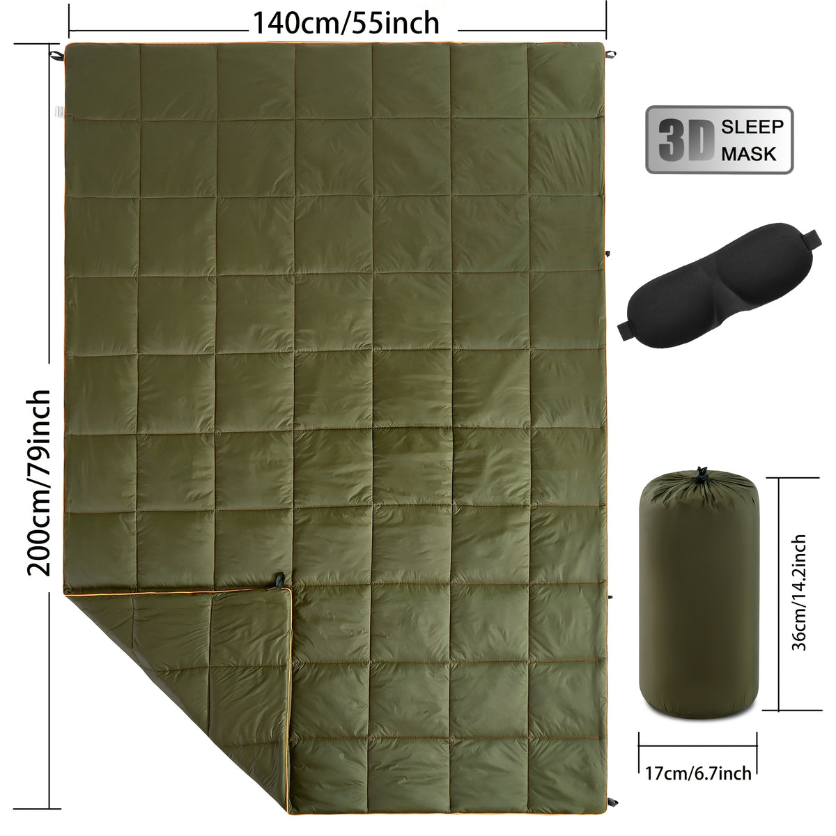 Puffy Camping Blanket Lightweight Down Alternative Ultra Warm Hammock Quilt 55x79 Inch for Camping Hiking Traveling Picnic Beach Party Cold Weather Outdoor Gear Multiple Colors