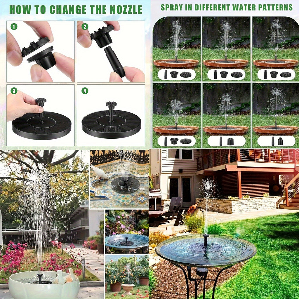 Solar Powered Fountain for Garden Pond & Bird Bath – Outdoor Water Feature with Durable Plastic Design for Pool, Courtyard, Rockery & Terrace Decor