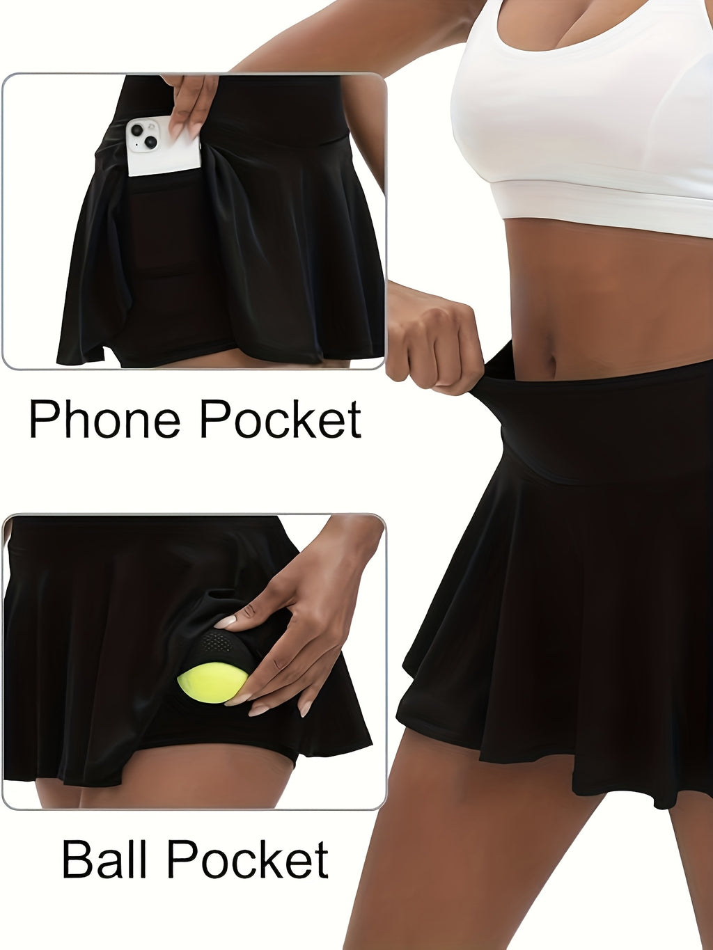 Women's High Waist Tennis Skort with Built-In Shorts & Pockets – Pleated Quick-Dry Athletic Skirt for Gym, Pickleball & Golf, Sizes S-XXL, 3 Colors
