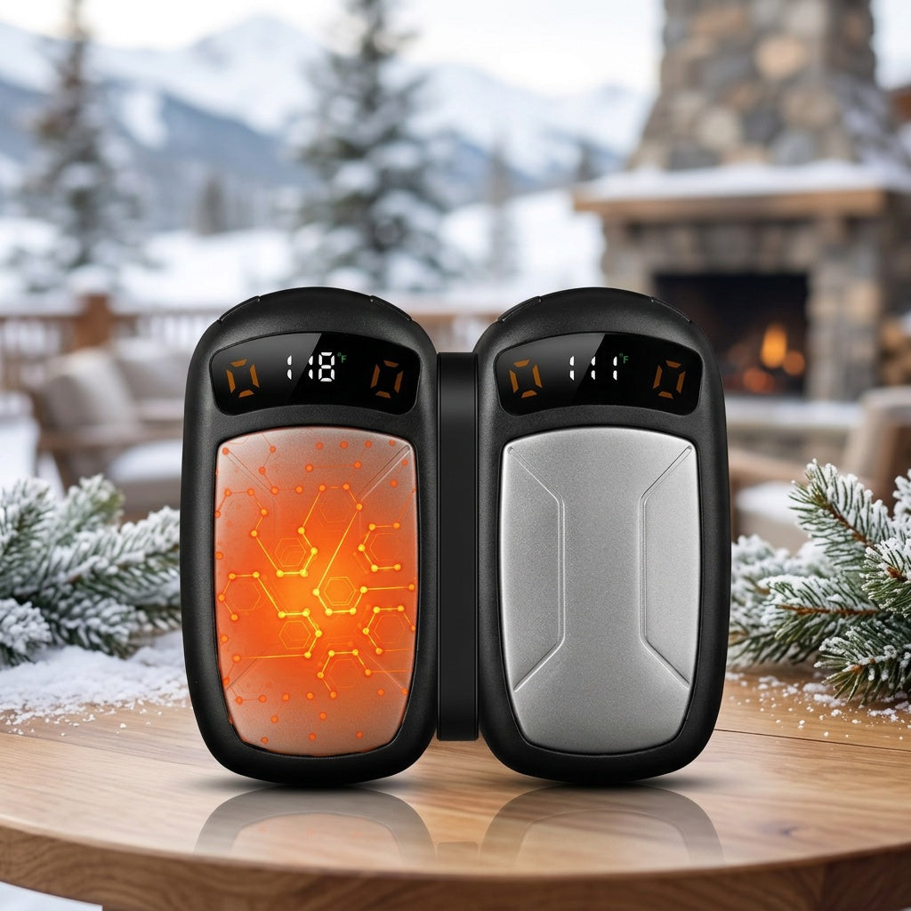 2-Pack Rechargeable Hand Warmers with COB Light & Magnetic Base - 12 Hours Warmth Electric Portable Hand Warmer with High Lumen Flashlight for Camping, Hiking, Winter Outdoor Use - Christmas Gift for Women Men